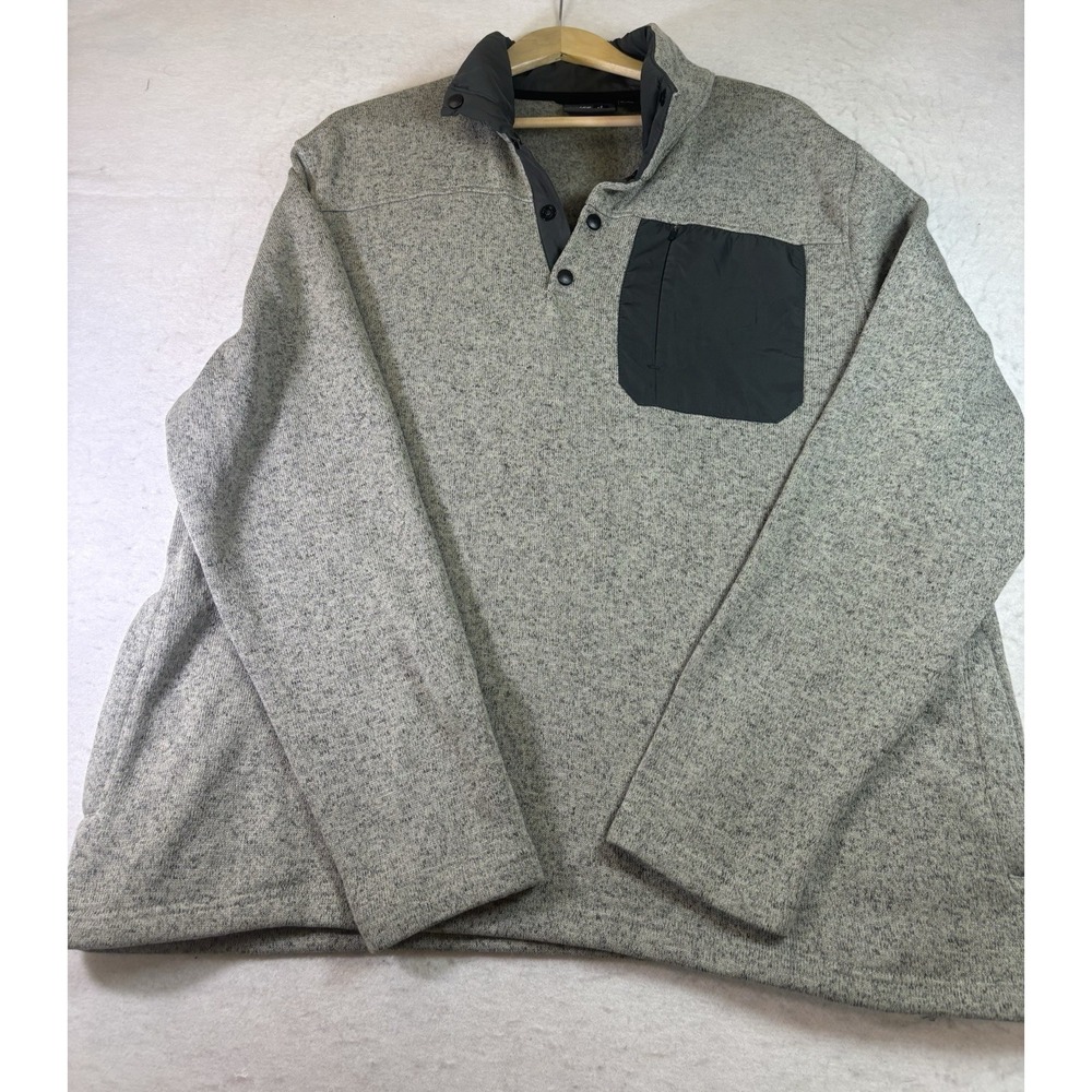 Pulse Athletics Mens Pullover 1/4 Snap Gray Heather Sz 2XL Nylon Collar Outdoor